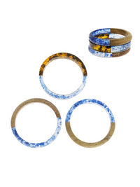 Wood Acrylic Marble Bangle Set