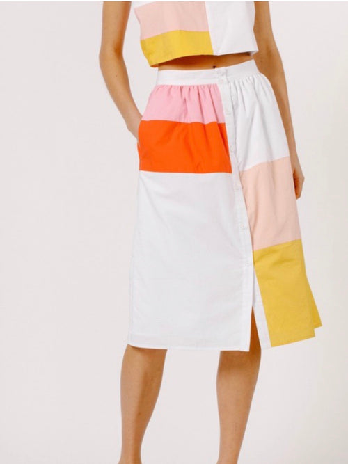 Multi Color Block Midi Skirt