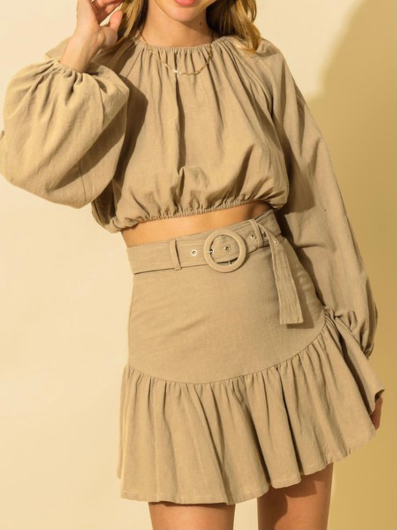 Puff Sleeve Top Skirt Set