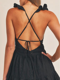 Black Eyelet Detail Ruffle Romper