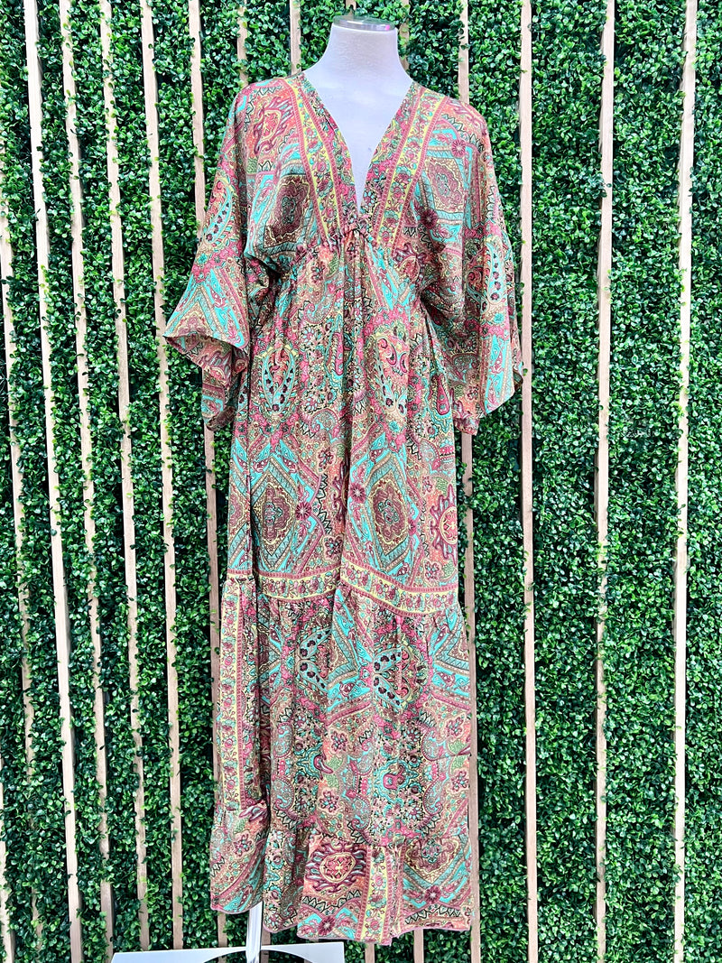 Boho Kimono Sleeve Maxi