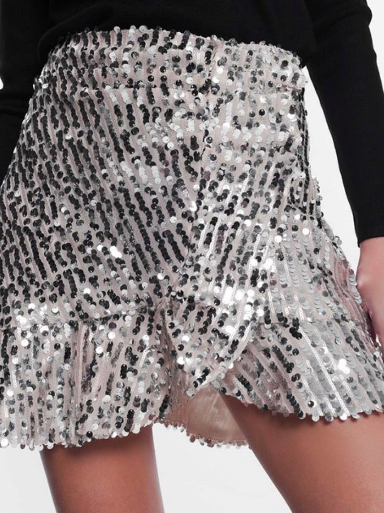 Sequin Ruffled Mini skirt