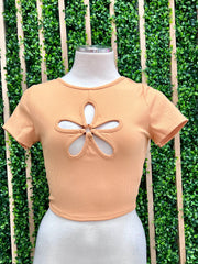 Orange Sherbet Flower Cutout Crop Top