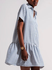 Blue Striped Drop Waist Dress