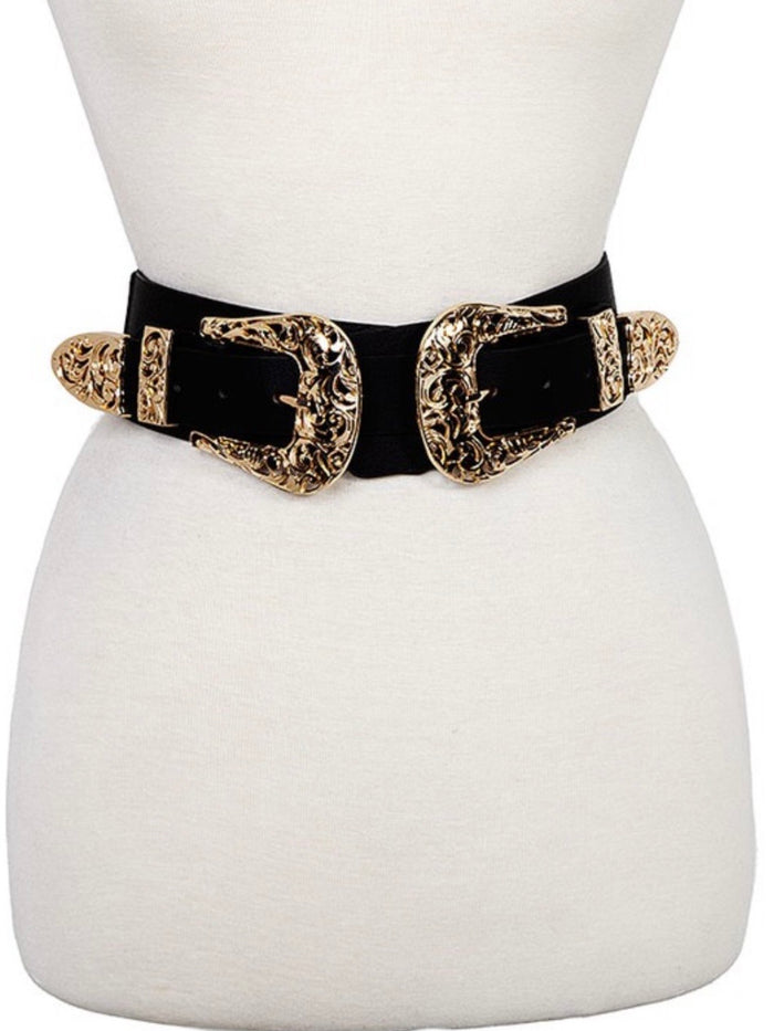 Filigree Double Buckle Stretch belt