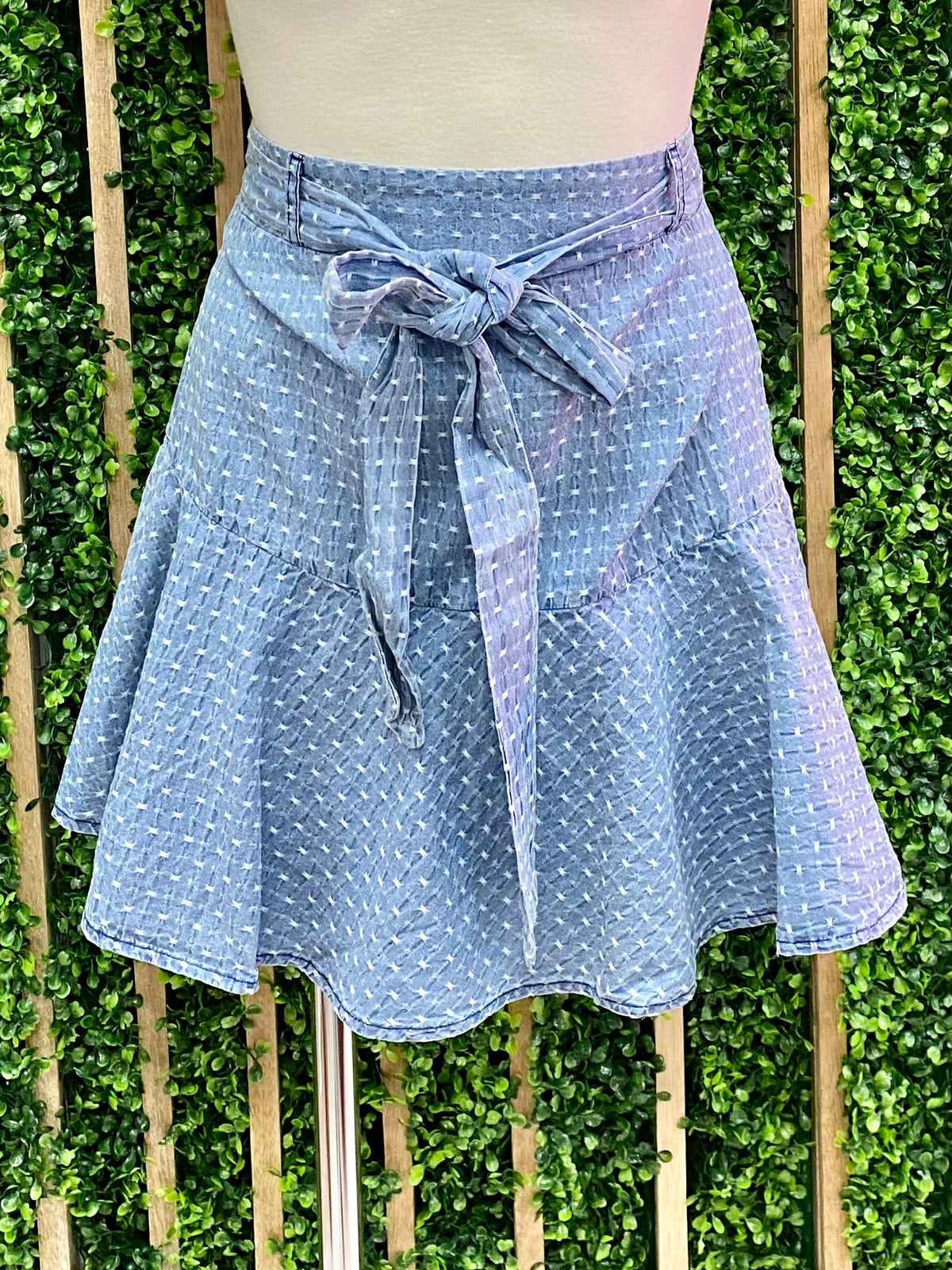 Denim Swiss Dot Skort