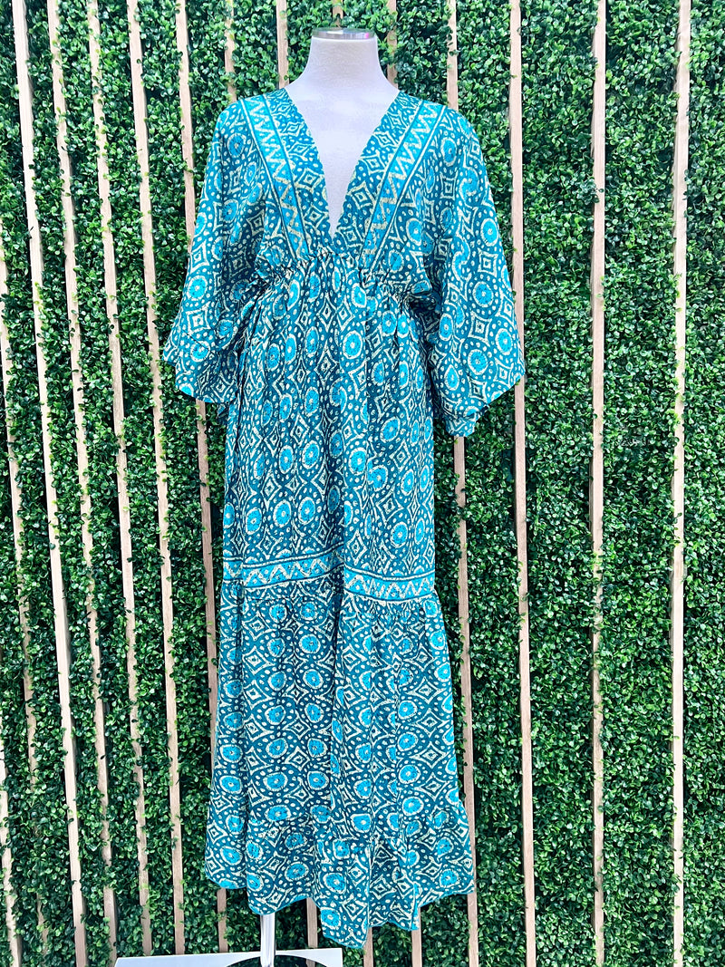 Boho Kimono Sleeve Maxi