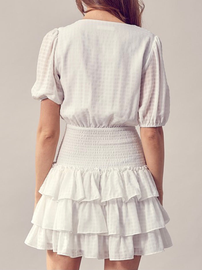 Ruffled Detail Smocked Mini Dress