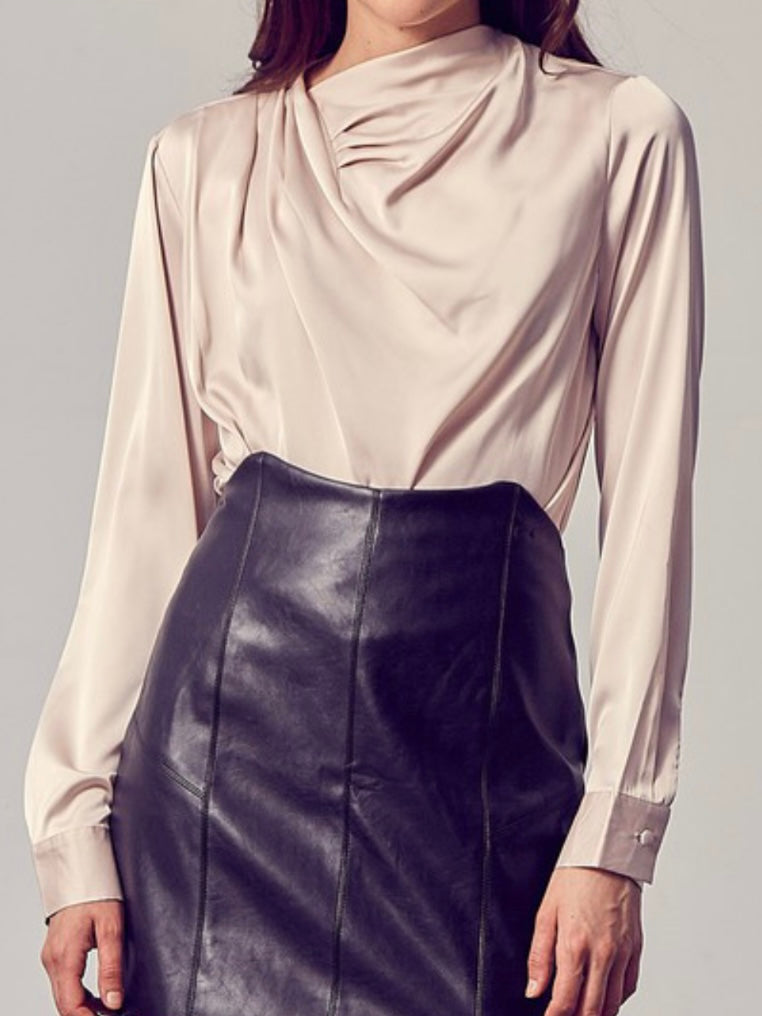 Elegant Long Sleeve Draped Bodysuit
