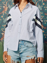 Striped Track Sleeve Shirt Blouse