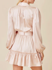 Cream Shoulder Detail Short Dress