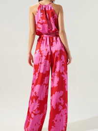 Elegant Red Pink Halter Jumpsuit