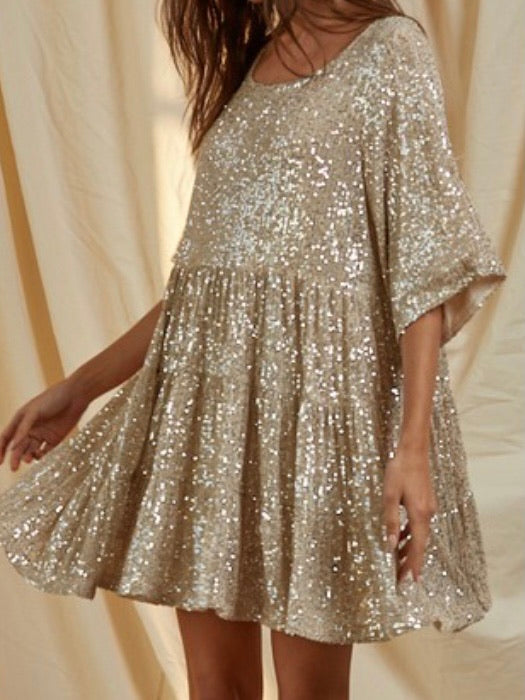 Sequins Tiered Mini Dress