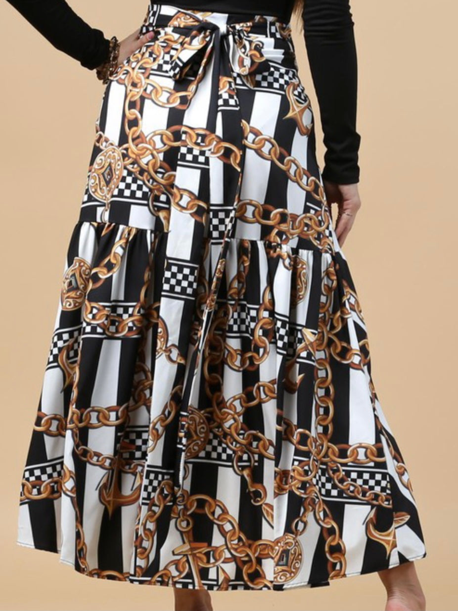 Graphic Print Wrap Skirt