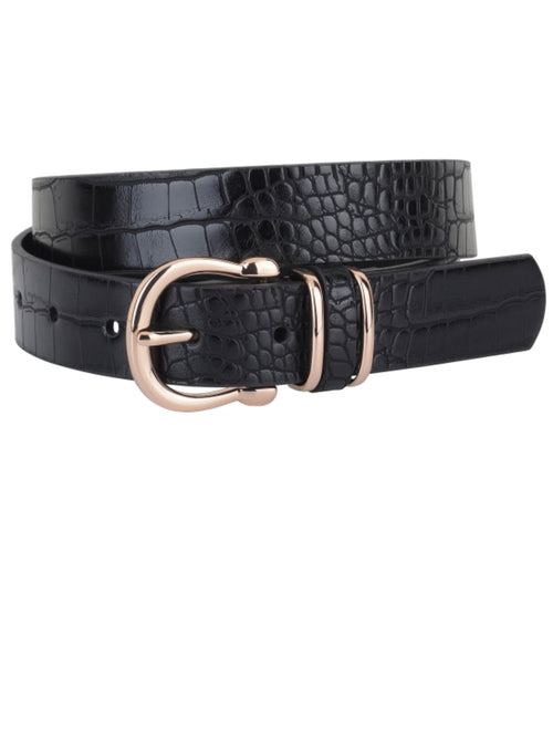 Croc Thin Leather Belt
