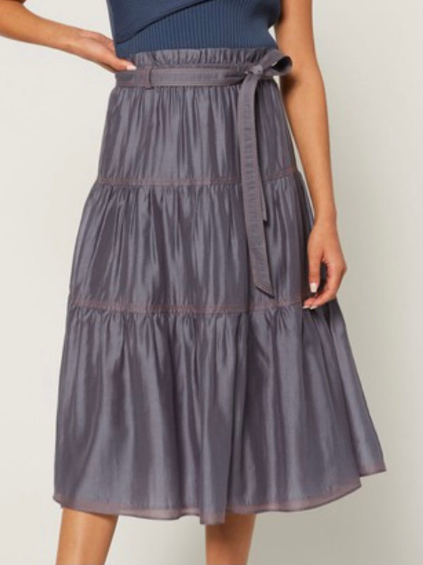 Slate Blue Midi Skirt