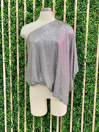 Metallic One Shoulder Top