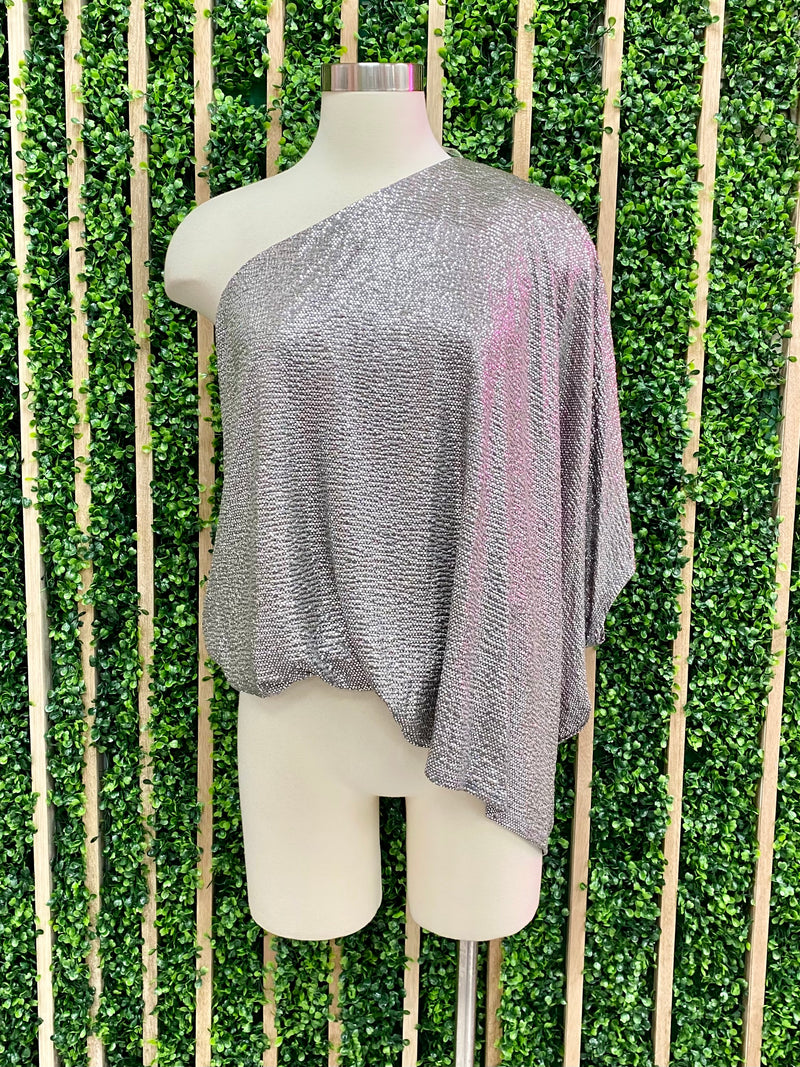 Metallic One Shoulder Top