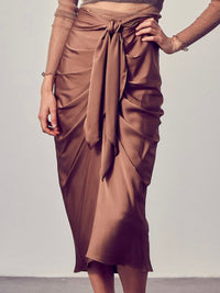 Elegant Front Tie Midi Skirt