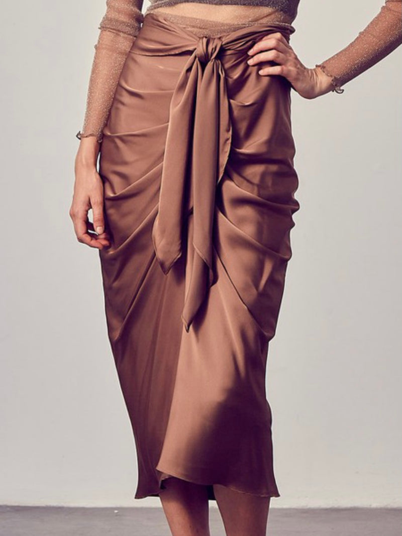 Elegant Front Tie Midi Skirt