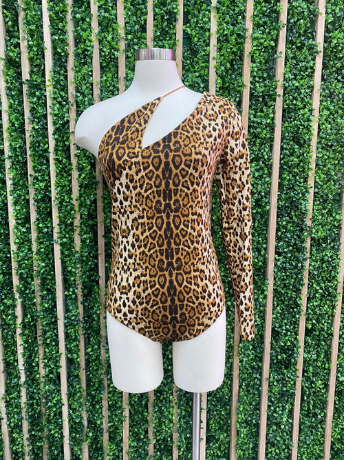 Cheetah Asymmetrical One Shoulder Bodysuit