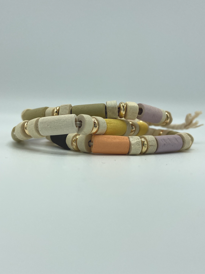 Multicolor Wood Bracelet Trio