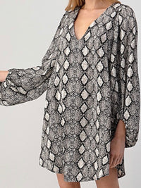 Snakeprint Balloon Sleeve Tunic Dress