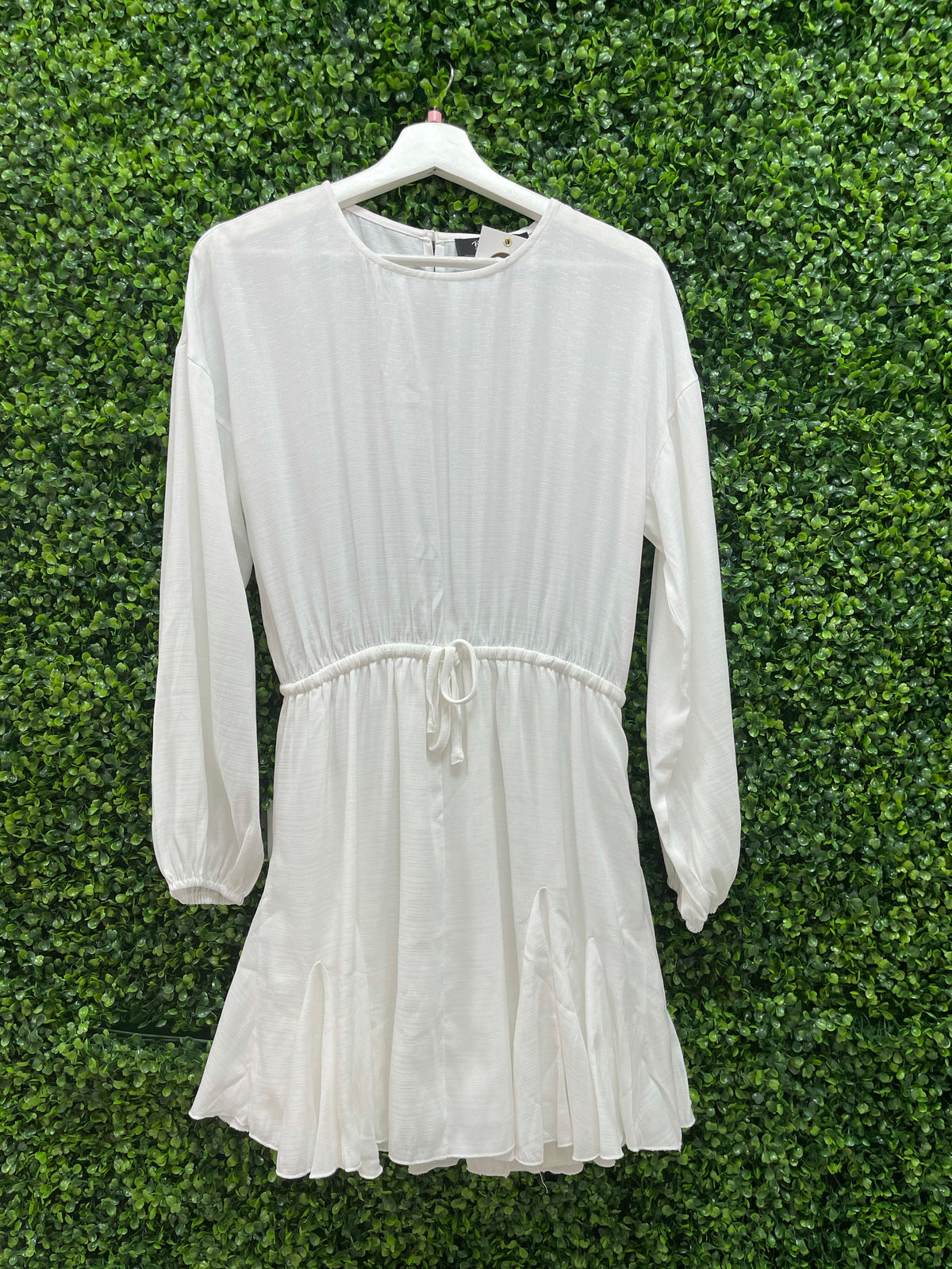 Linen Like Drawstring Mini Dress