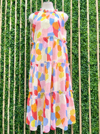 Multicolor Strokes Tiered Midi Dress