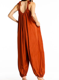 Rust Tie Strap Jumpsuit