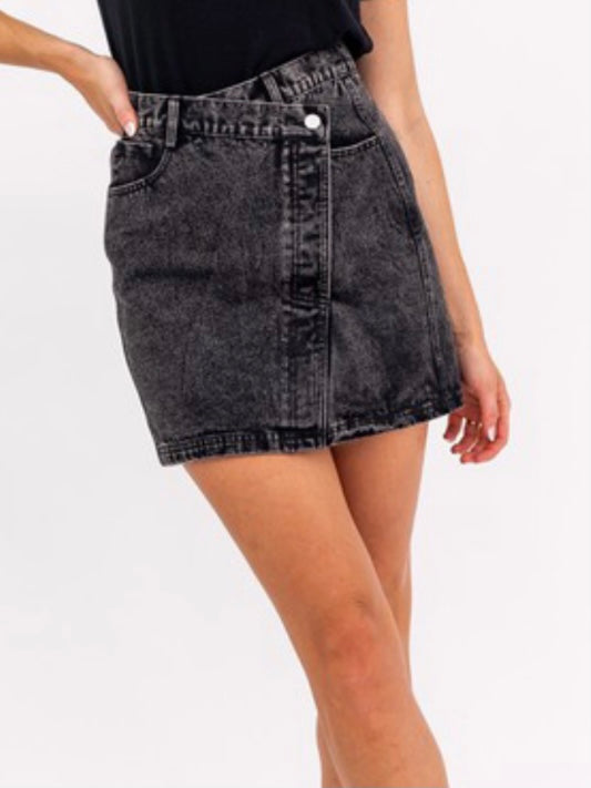 Black Denim Mini Skirt