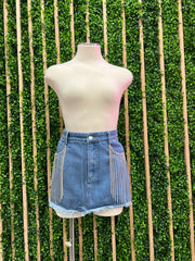 Rhinestone Detail Denim Short Skirt