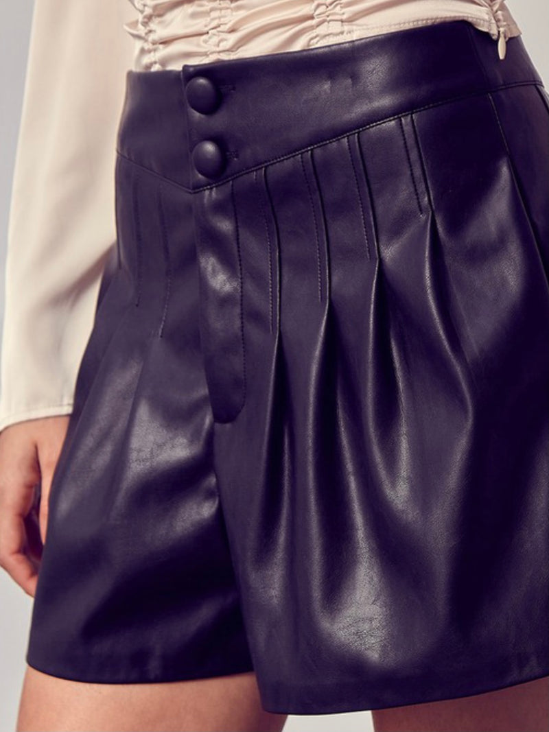 Leatherette Paperbag Shorts