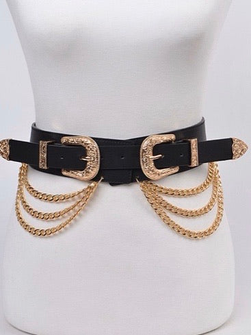 Double Buckle Belt With Chains