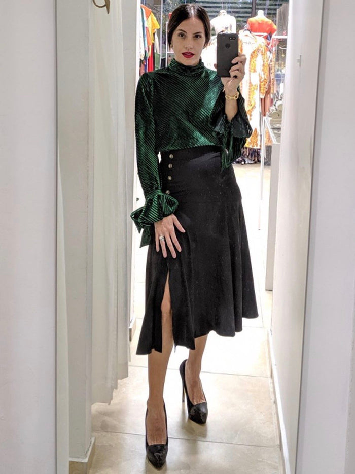 Velvet Long Sleeve Turtleneck Top