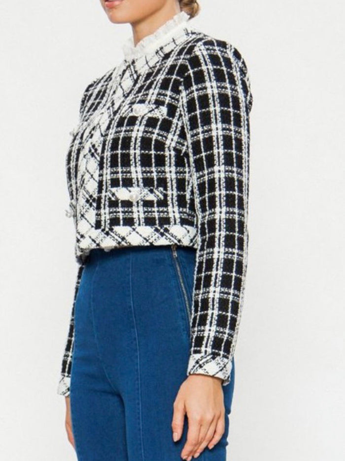 Plaid Tweed Short Blazer