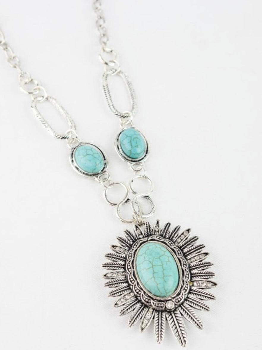 Turquoise sunflower Necklace
