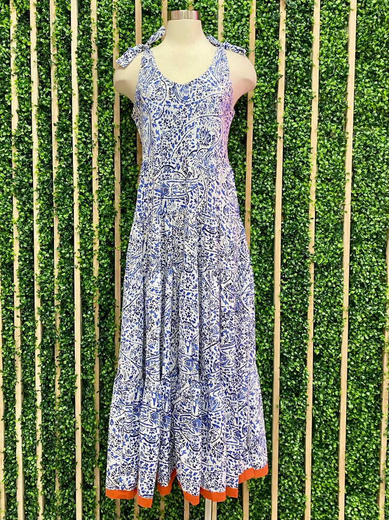 Blue Print Tiered Maxi Dress