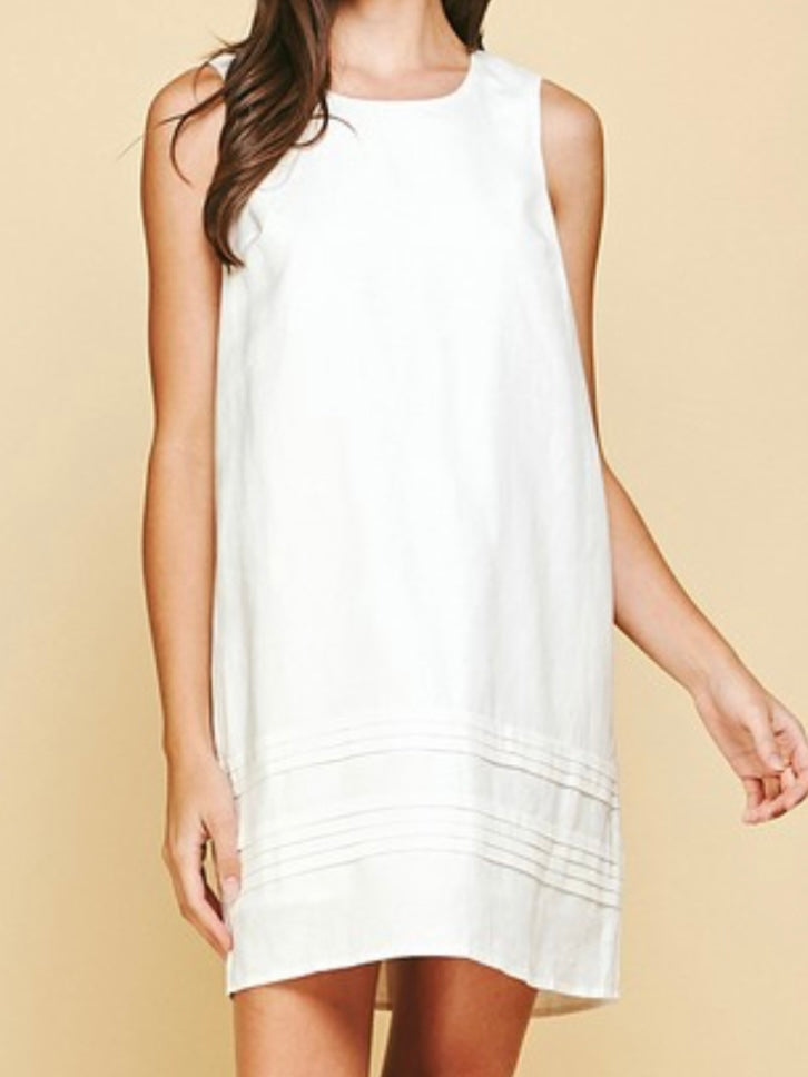 Linen Detail Short Shift Dress