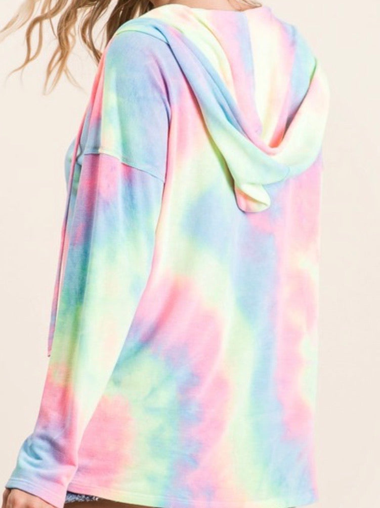 Pastel Tie Dye Hoodie Short Loungewear Set