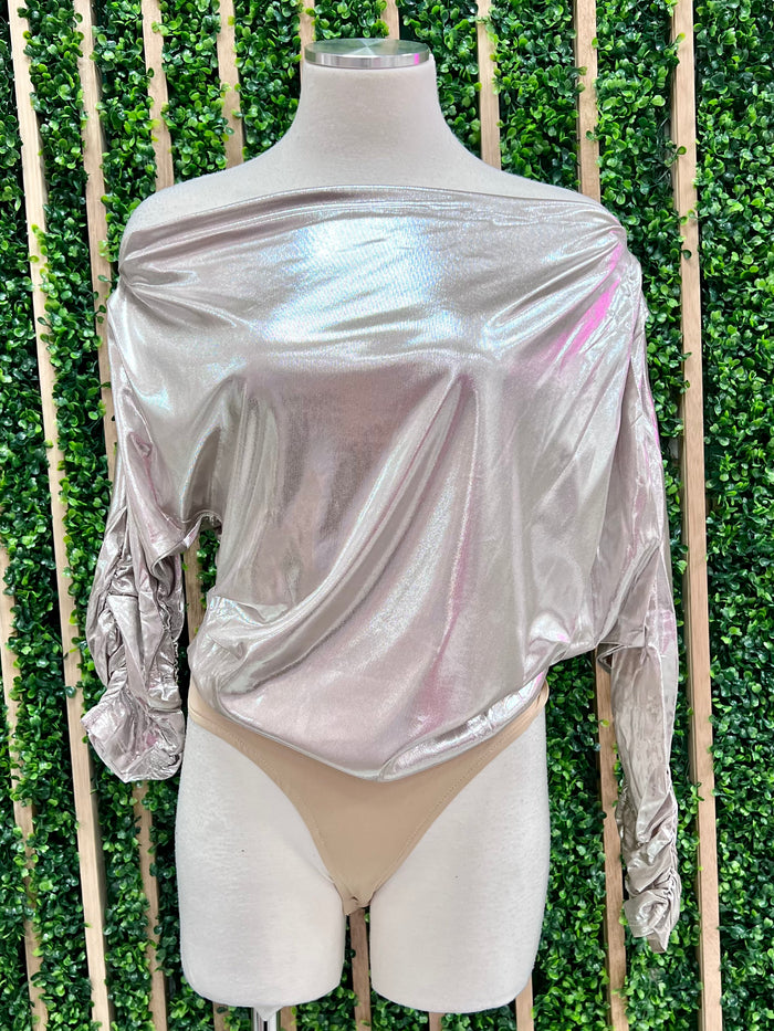 Exquisite Silver Off Shoulder Bodysuit