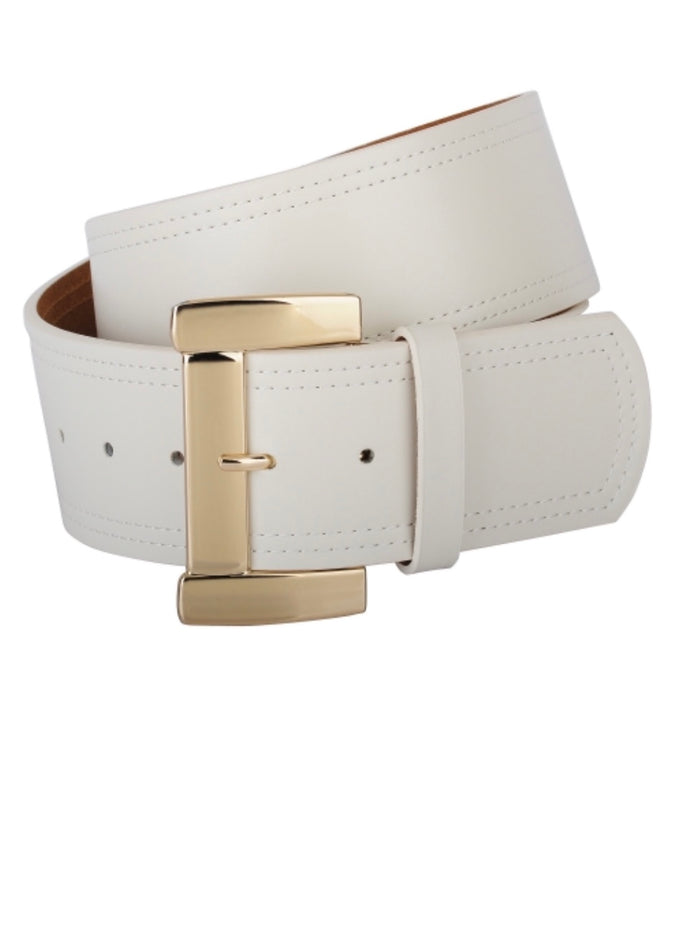 Elegant Gold Buckle Thick Leather Belt