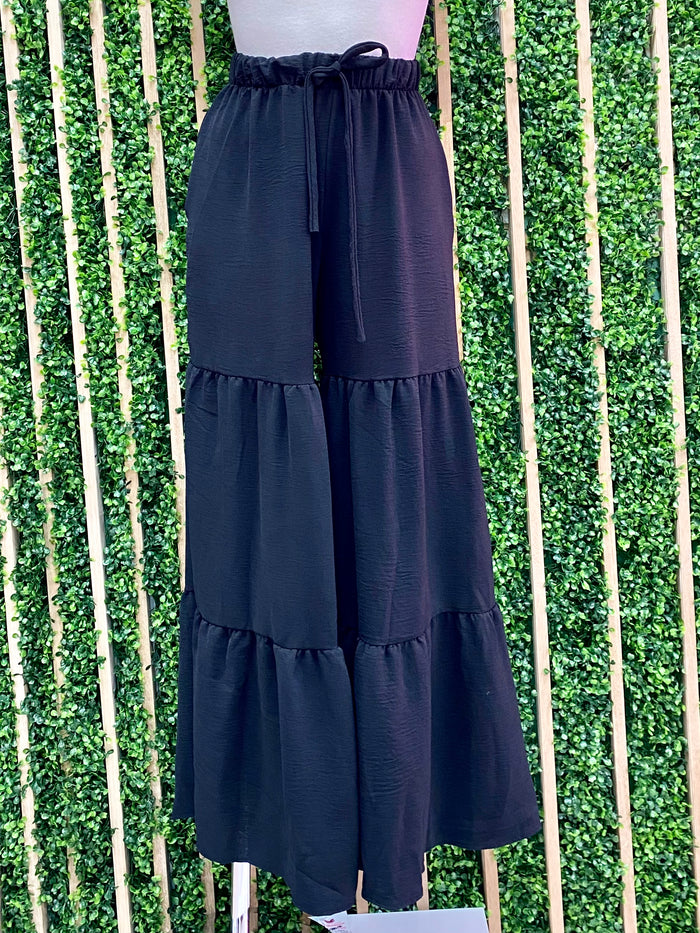 Black Tiered Wide Leg Pants