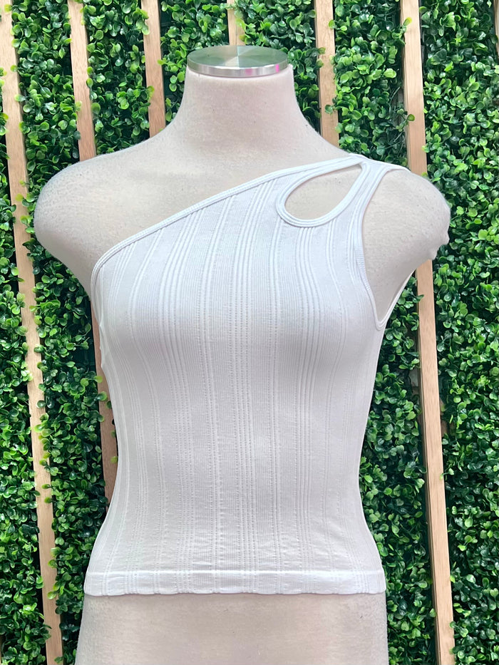 One Shoulder Keyhole Crop Top