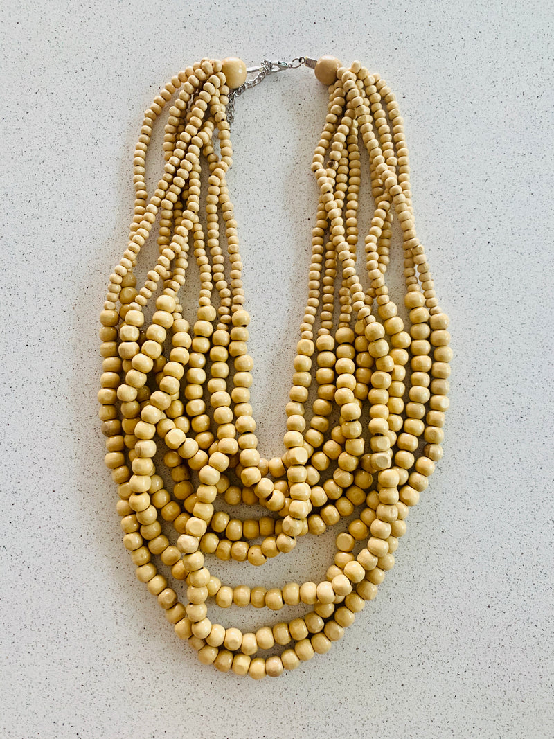 Wood Beads Layered Necklace