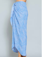 Blue Print Wrap Skirt