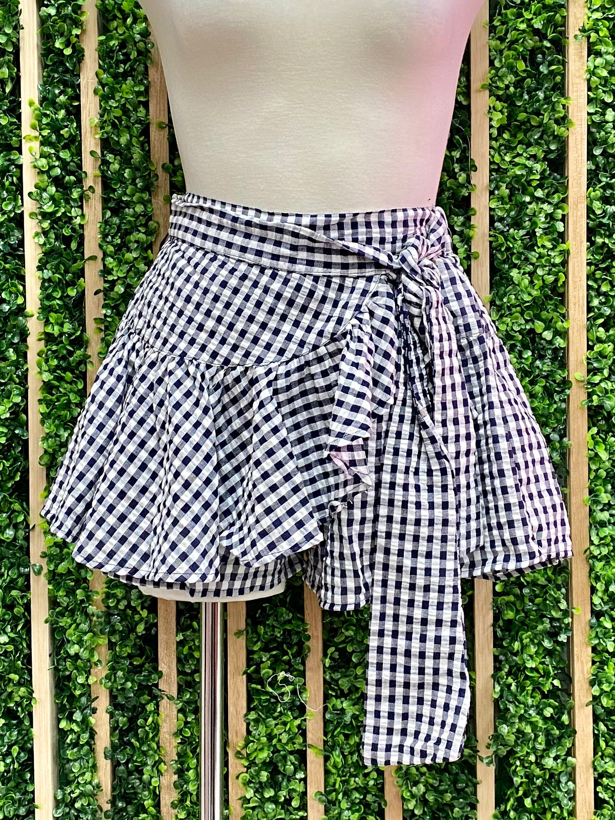 Black White Checker Wrap Skirt