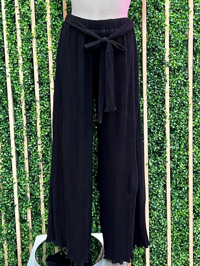 Black Pleated Wide Leg Pants