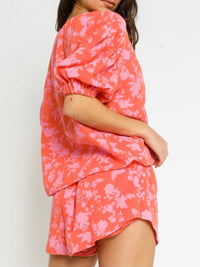 Coral PinK Floral Short Pant Set