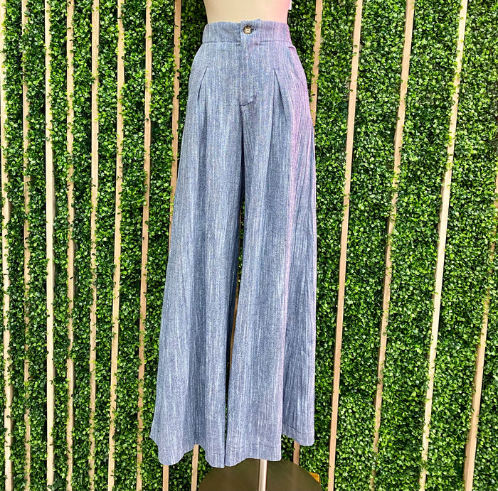Cotton Slub Wide Leg Pants